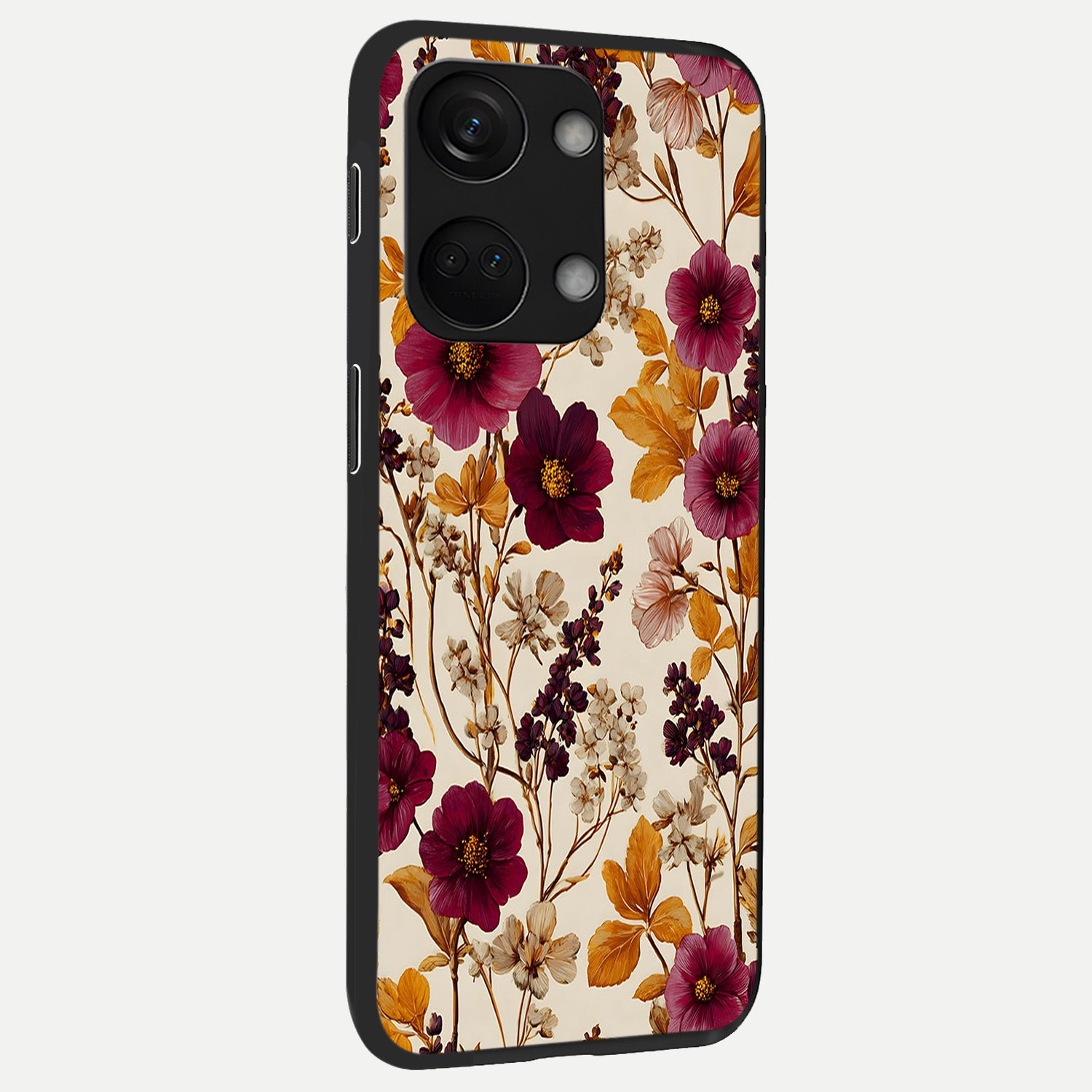  Autumn Wine Bloom back cover For Oneplus Nord 3 slim fit glass case with vibrant aesthetic design