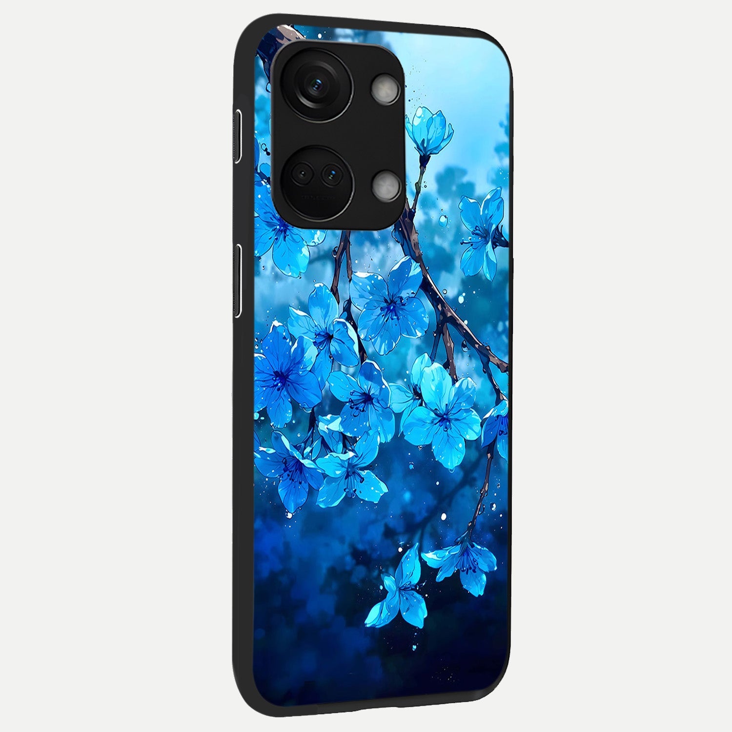  Blue Blossoms Branch back cover For Oneplus Nord 3 slim fit glass case with vibrant aesthetic design
