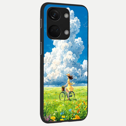  Breezy Meadow Ride back cover For Oneplus Nord 3 slim fit glass case with vibrant aesthetic design