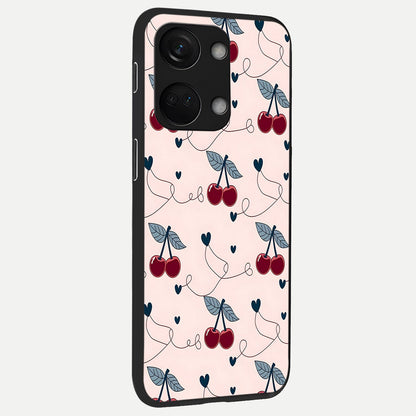  Cherry Heart Line back cover For Oneplus Nord 3 slim fit glass case with vibrant aesthetic design