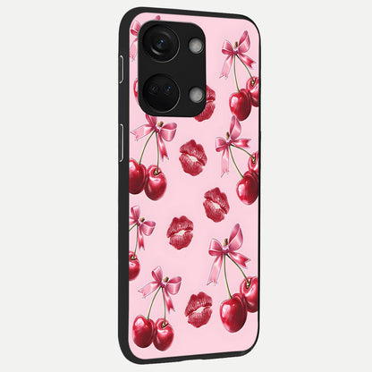  Cherry With Lips back cover For Oneplus Nord 3 slim fit glass case with vibrant aesthetic design