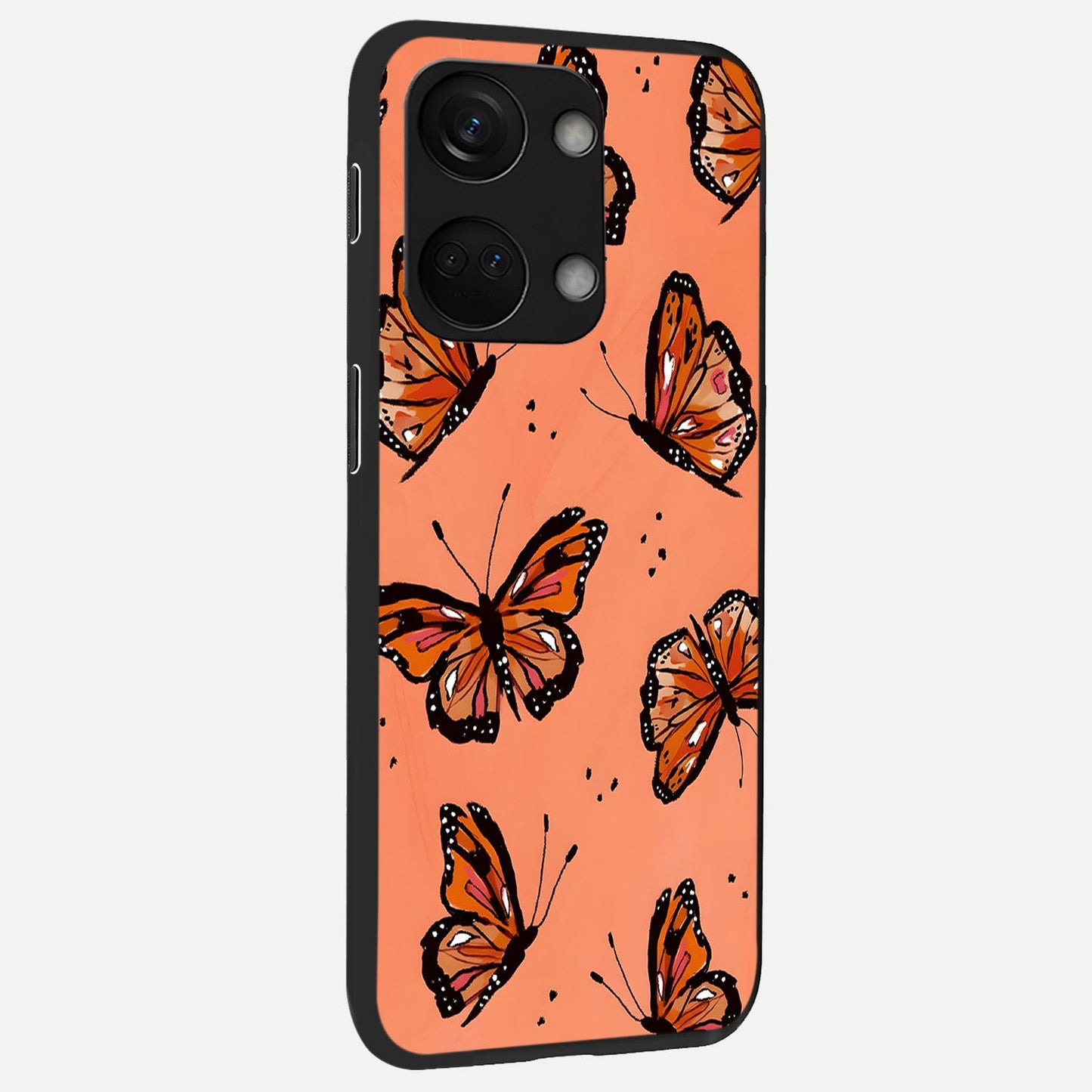  Coral Wing Butterfly back cover For Oneplus Nord 3 slim fit glass case with vibrant aesthetic design