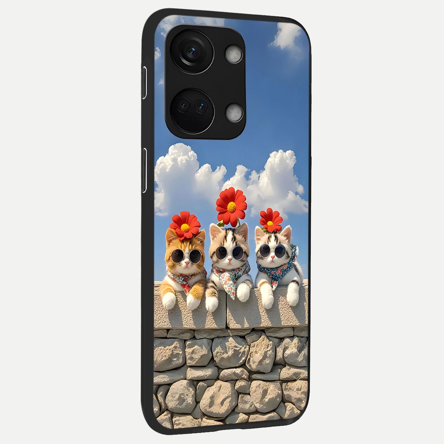  Floral Kitty Squad back cover For Oneplus Nord 3 slim fit glass case with vibrant aesthetic design
