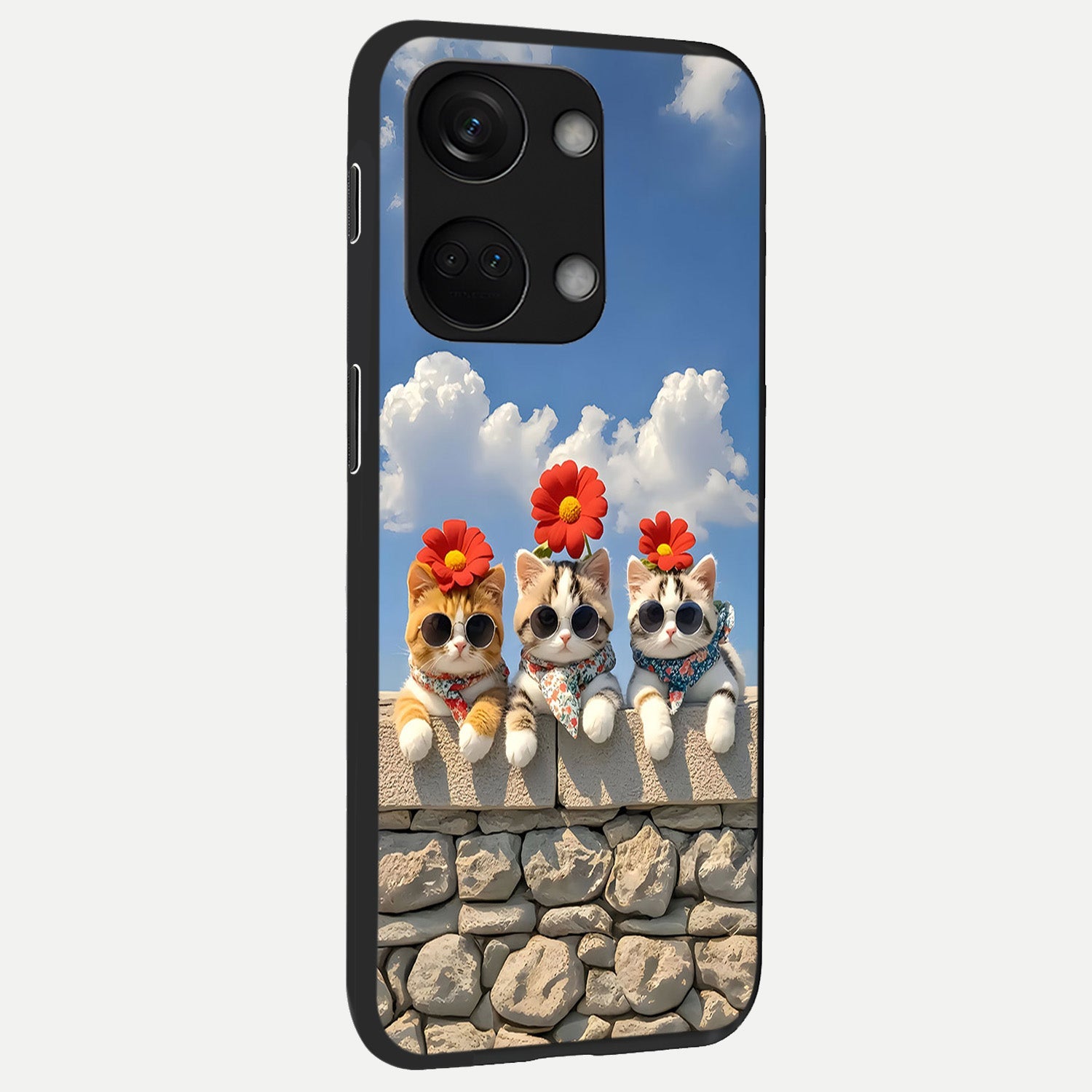  Floral Kitty Squad back cover For Oneplus Nord 3 slim fit glass case with vibrant aesthetic design