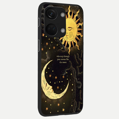 Golden Lunar Love back cover For Oneplus Nord 3 slim fit glass case with vibrant aesthetic design
