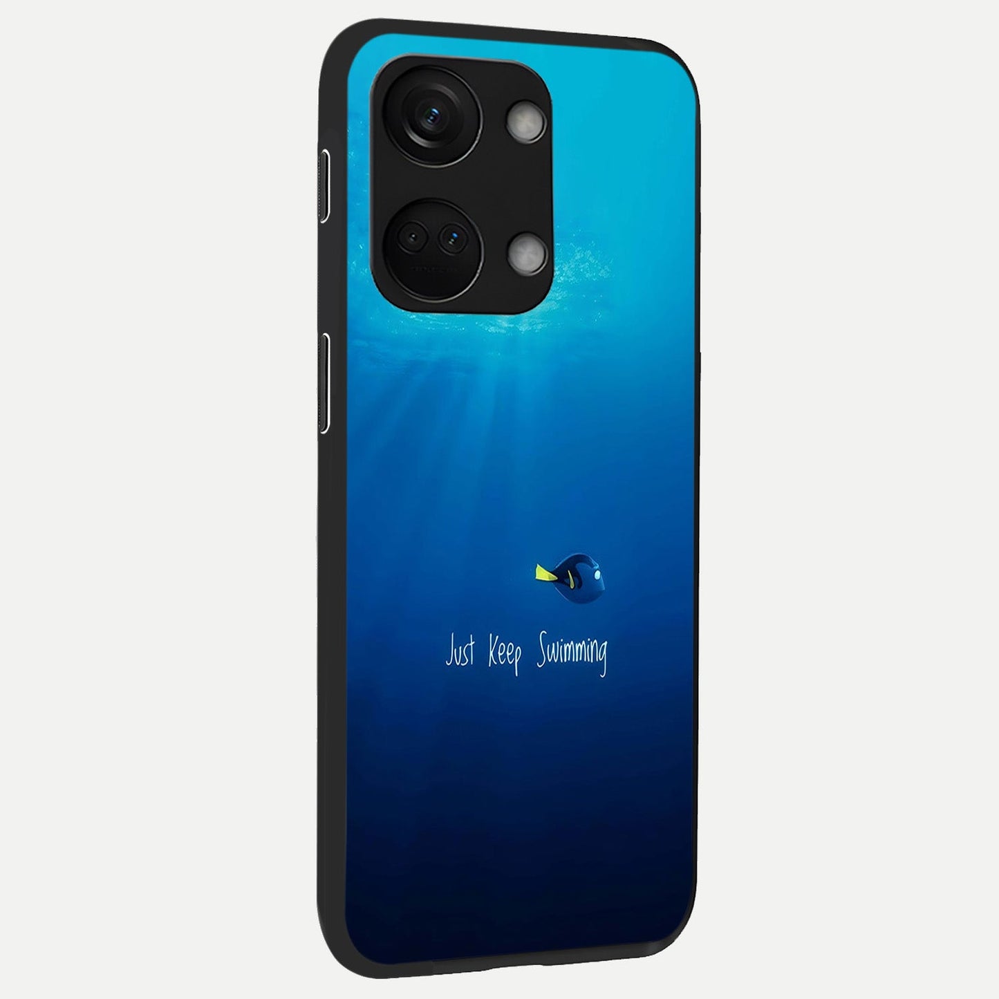  Just Keep Swimming back cover For Oneplus Nord 3 slim fit glass case with vibrant aesthetic design
