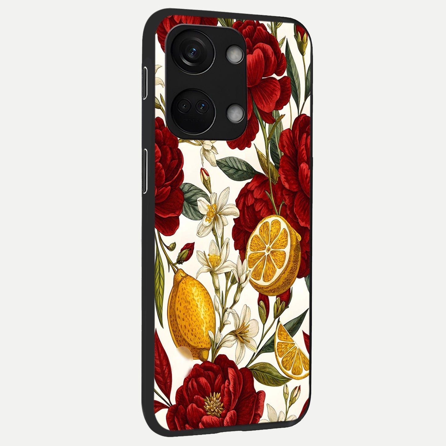  Lemon Rose Charm back cover For Oneplus Nord 3 slim fit glass case with vibrant aesthetic design