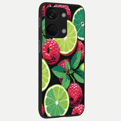  Lime and Raspberry Pattern back cover For Oneplus Nord 3 slim fit glass case with vibrant aesthetic design