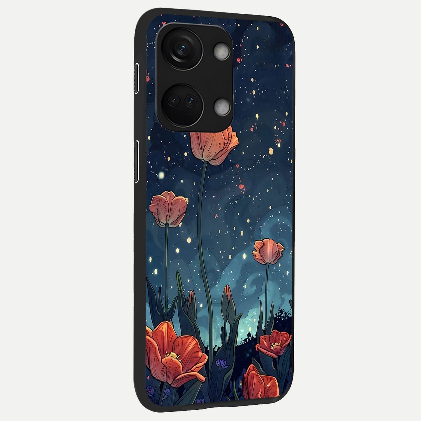 Midnight Tulip Glow back cover For Oneplus Nord 3 slim fit glass case with vibrant aesthetic design