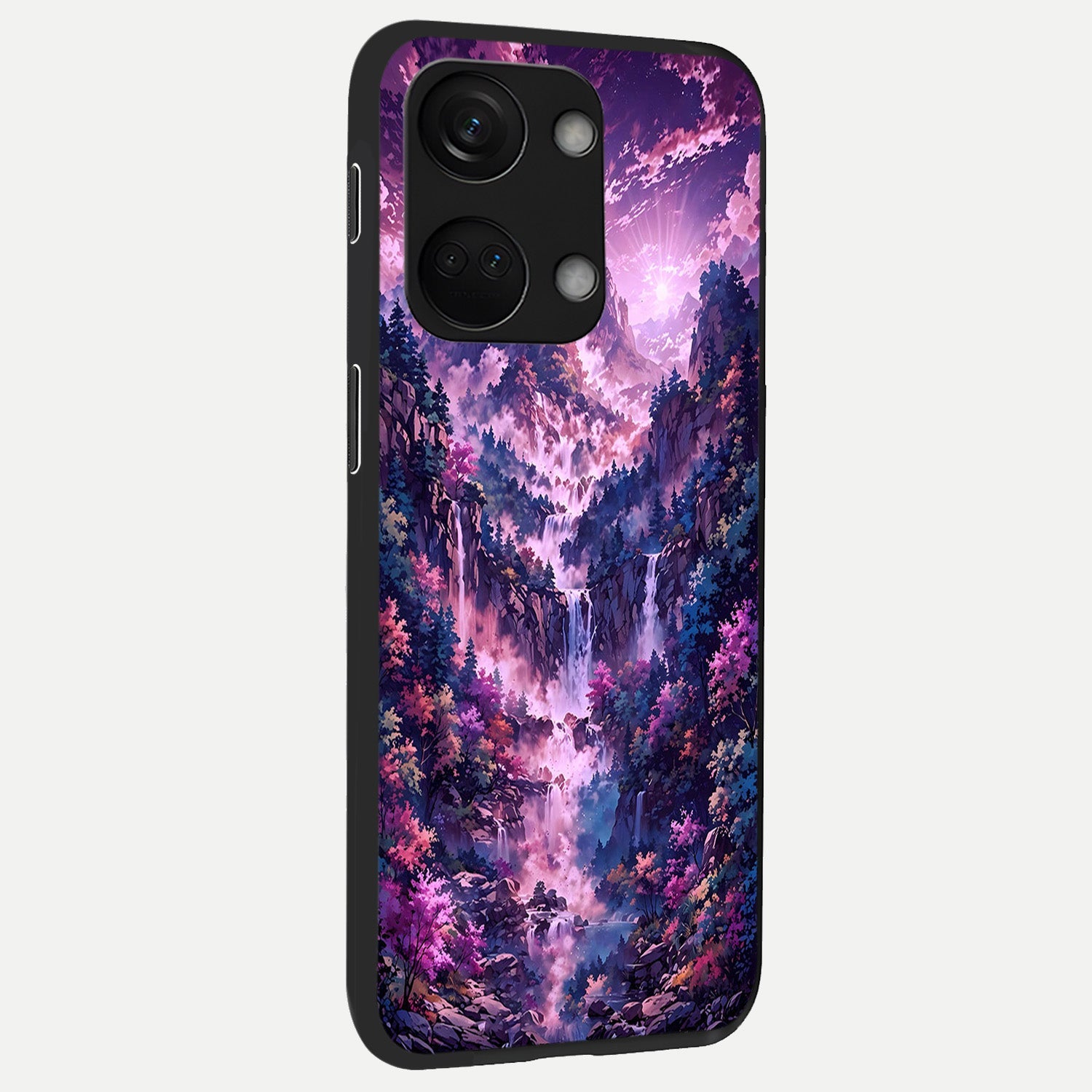  Mystic Cascade Peaks back cover For Oneplus Nord 3 slim fit glass case with vibrant aesthetic design