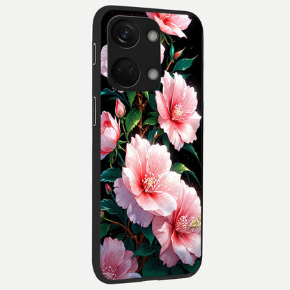  Peach Flower back cover For Oneplus Nord 3 slim fit glass case with vibrant aesthetic design