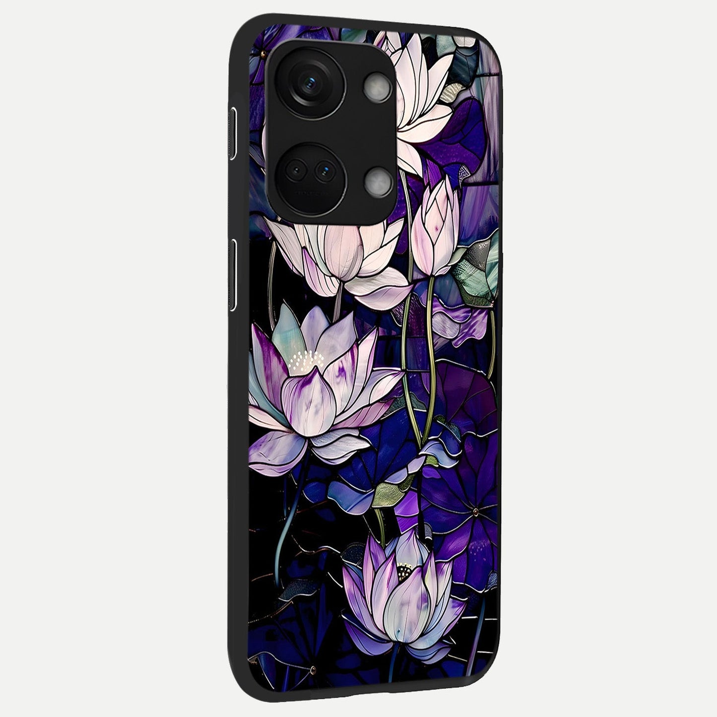  Purple Lotus Pattern back cover For Oneplus Nord 3 slim fit glass case with vibrant aesthetic design
