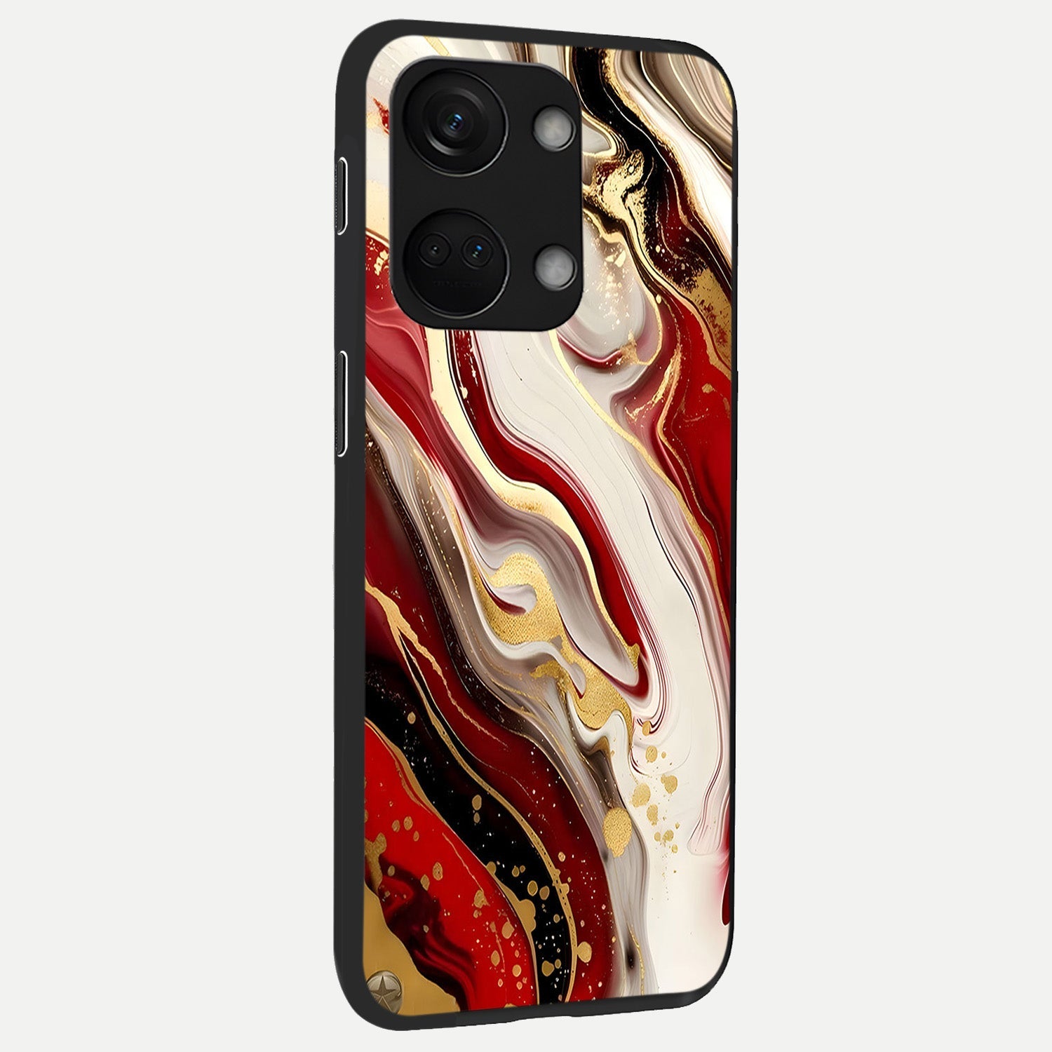  Red And White Marble back cover For Oneplus Nord 3 slim fit glass case with vibrant aesthetic design