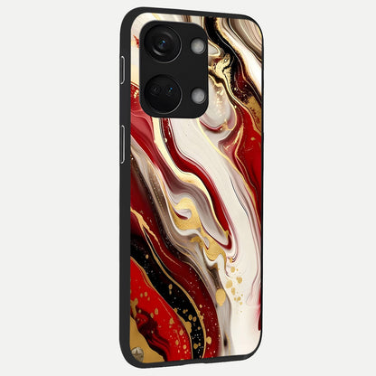  Red And White Marble back cover For Oneplus Nord 3 slim fit glass case with vibrant aesthetic design