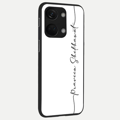  White Tune Custom Name back cover For Oneplus Nord 3 slim fit personalized glass case with aesthetic design