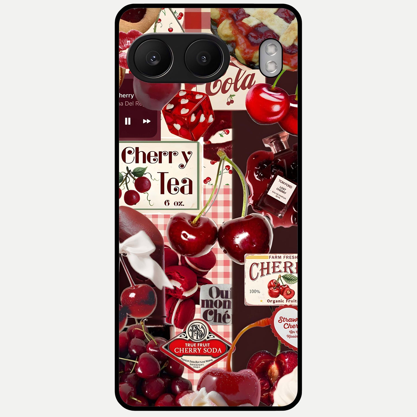 Aesthetic Cherry Tea Glass Case For Oneplus Nord 4 back cover – full design glossy printed glass finish