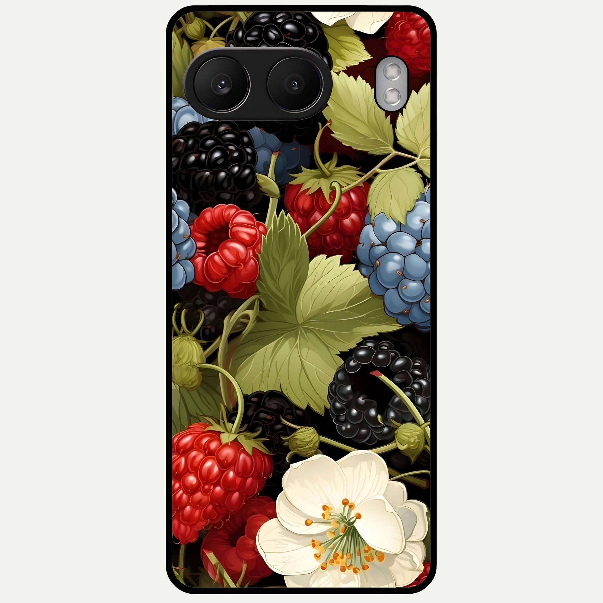  Berry Bloom Charm Glass Case For Oneplus Nord 4 back cover – full design glossy printed glass finish