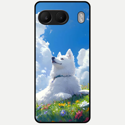  Blissful Cloud Pup Glass Case For Oneplus Nord 4 back cover – full design glossy printed glass finish