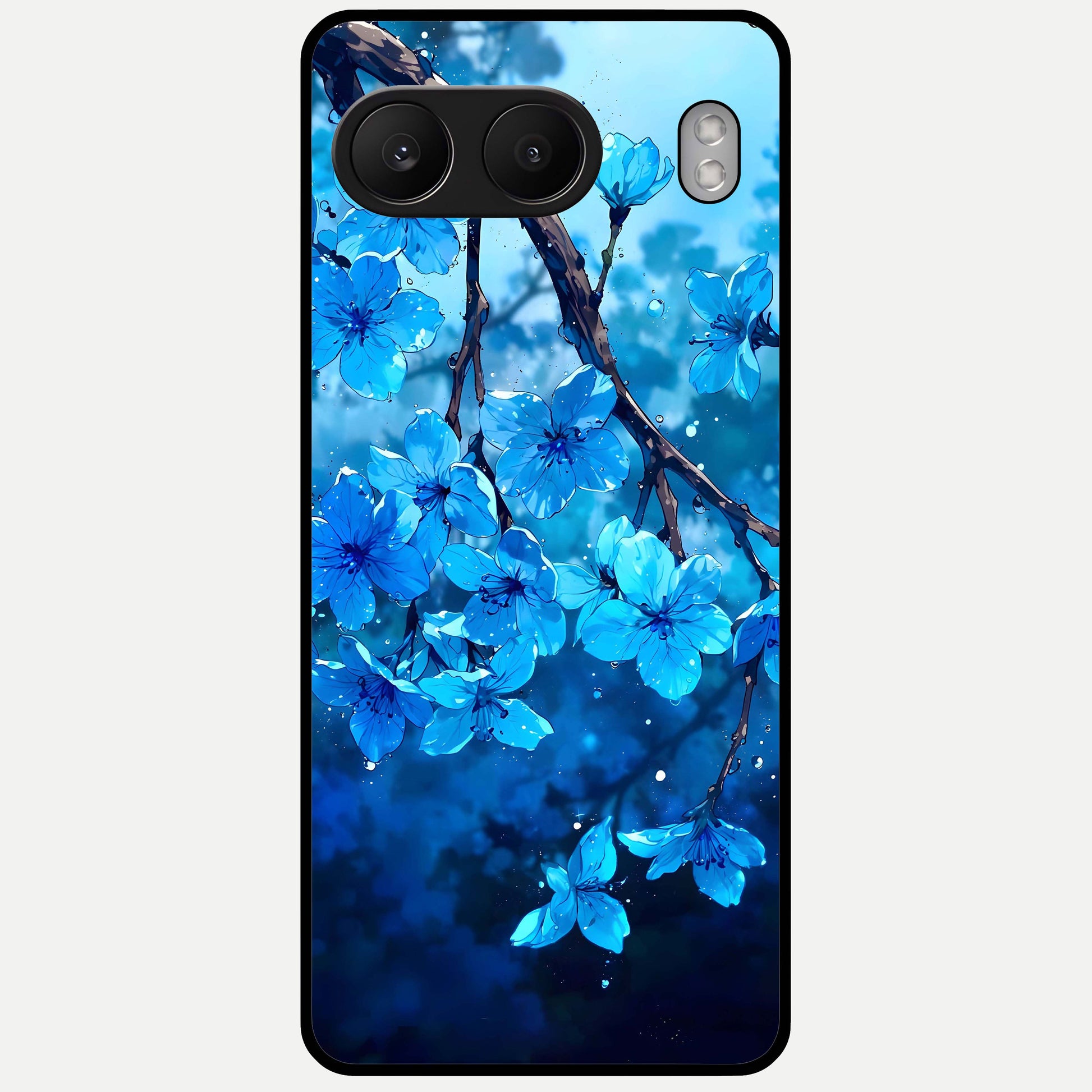  Blue Blossoms Branch Glass Case For Oneplus Nord 4 back cover – full design glossy printed glass finish