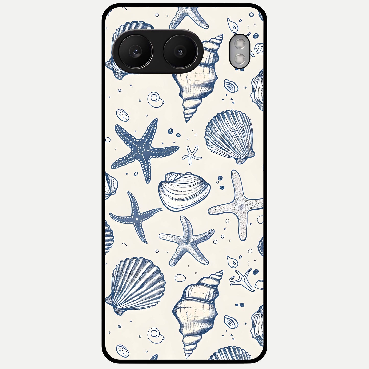  Blue Ocean Outline Glass Case For Oneplus Nord 4 back cover – full design glossy printed glass finish