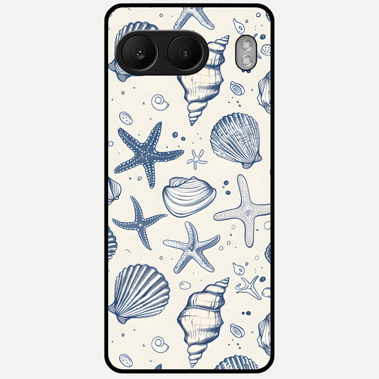  Blue Ocean Outline Glass Case For Oneplus Nord 4 back cover – full design glossy printed glass finish