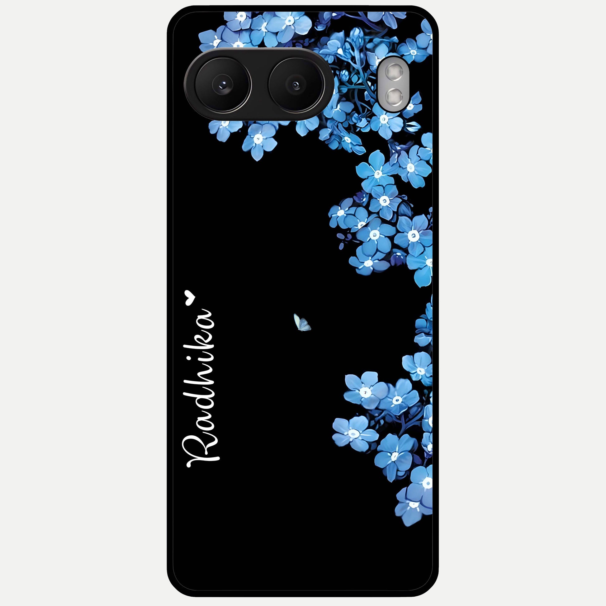  Blue Petal Dream Custom Name Glass Case For Oneplus Nord 4 back cover – full design glossy printed glass finish