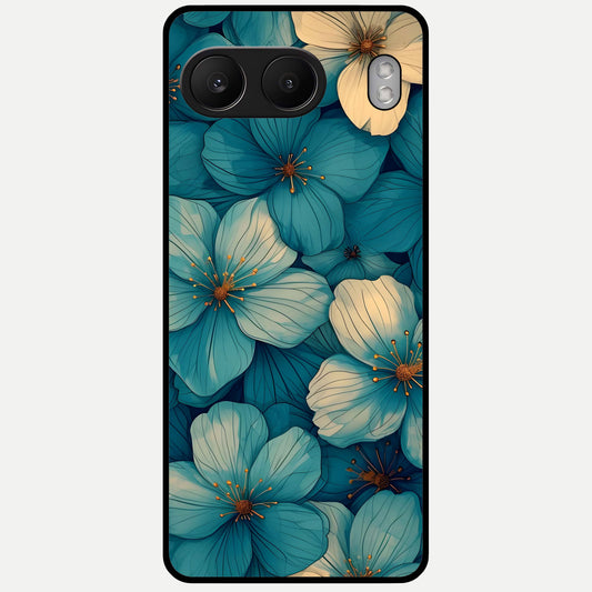  Blue Shade Floral Glass Case For Oneplus Nord 4 back cover – full design glossy printed glass finish