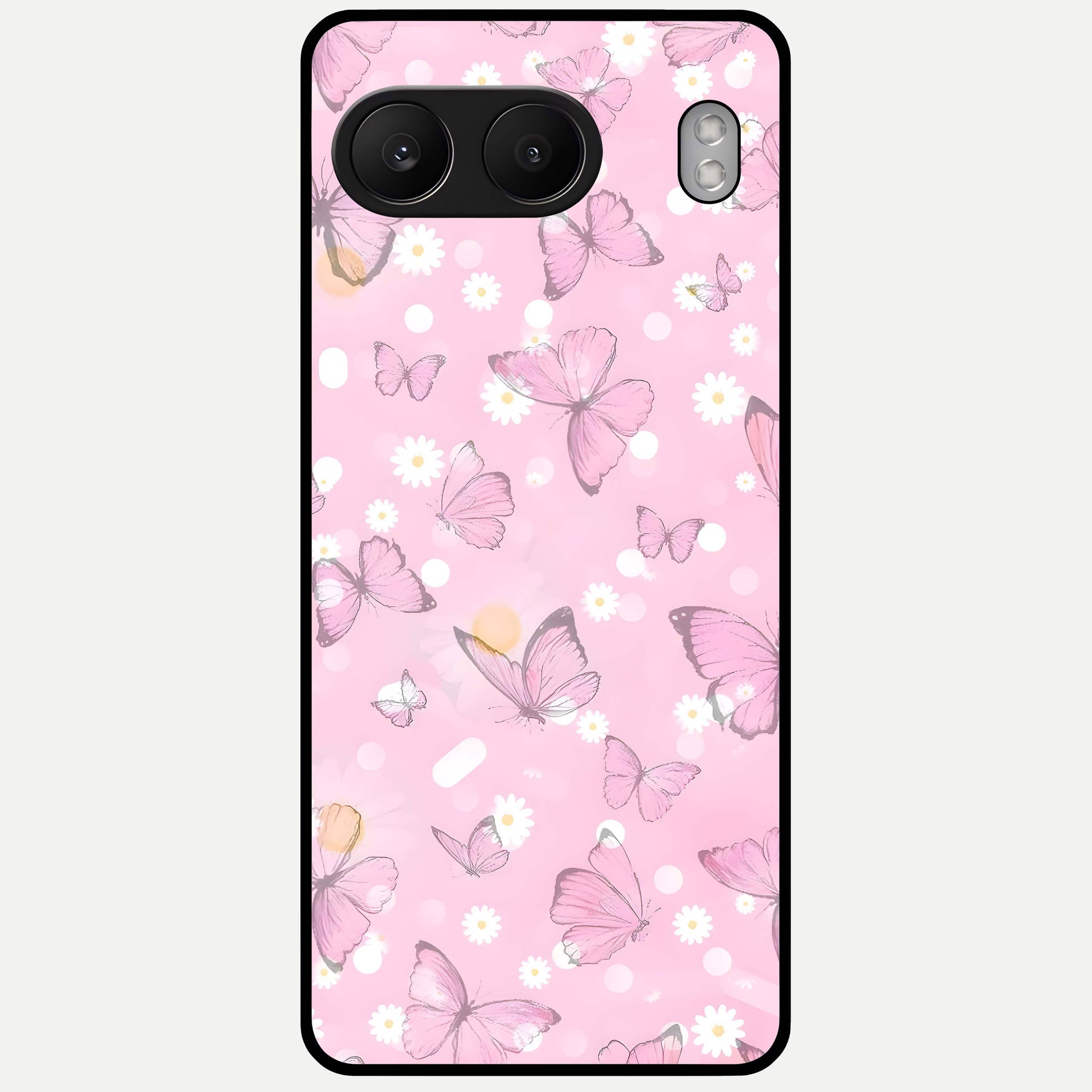  Blush Butterfly Garden Glass Case For Oneplus Nord 4 back cover – full design glossy printed glass finish