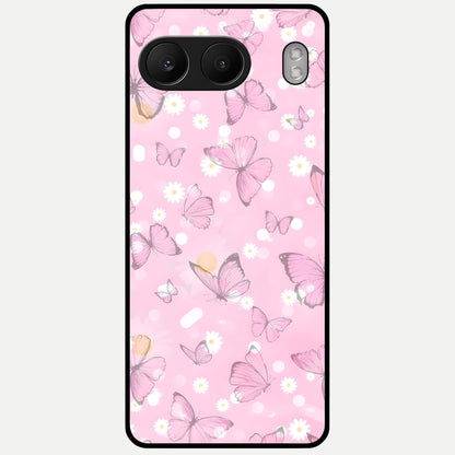  Blush Butterfly Garden Glass Case For Oneplus Nord 4 back cover – full design glossy printed glass finish
