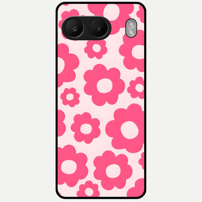  Blush Flower Pop Glass Case For Oneplus Nord 4 back cover – full design glossy printed glass finish