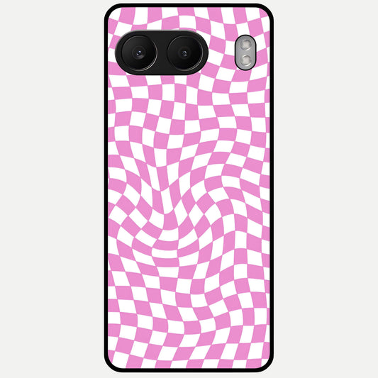  Bubblegum Check Wave Glass Case For Oneplus Nord 4 back cover – full design glossy printed glass finish