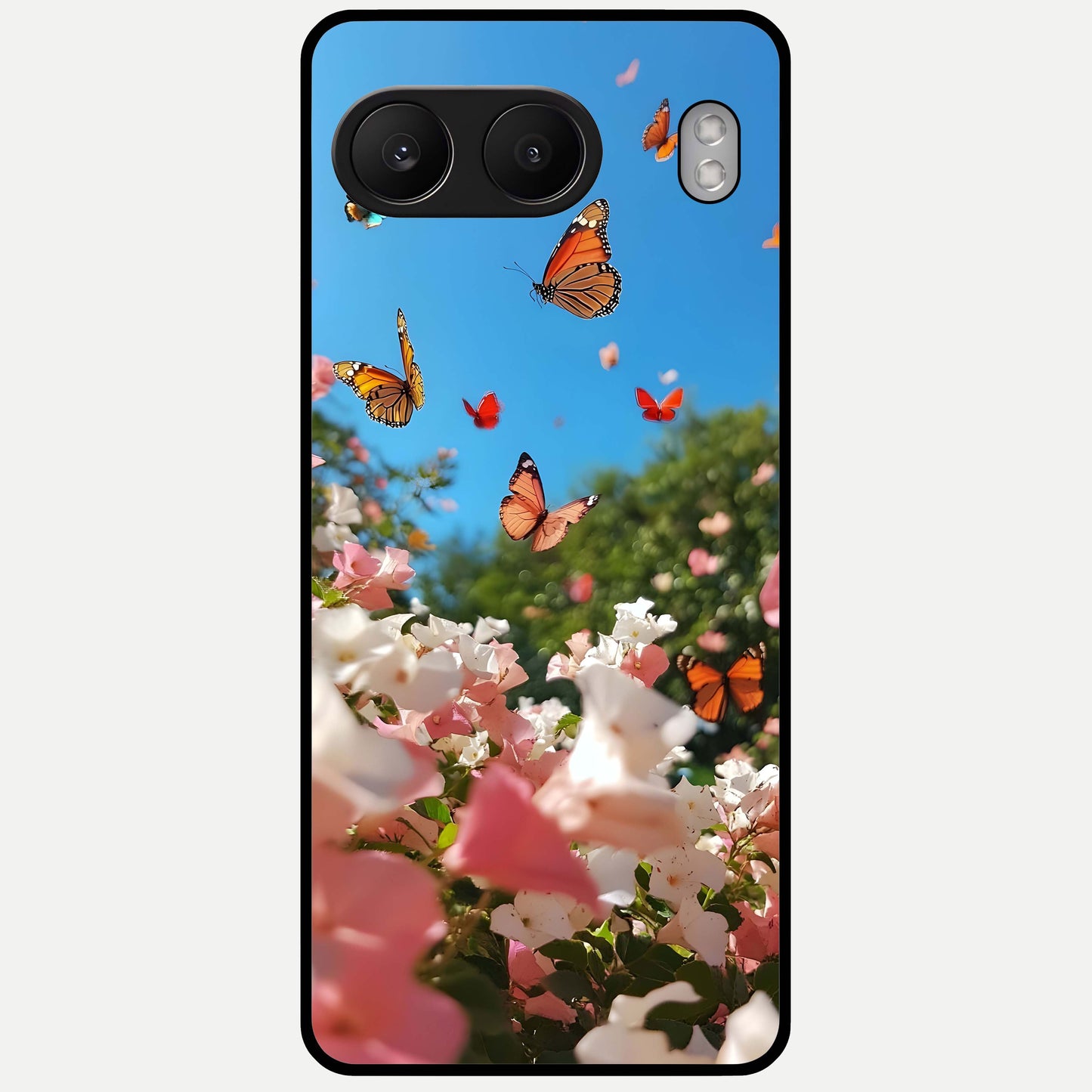  Butterflies In Bloom Sky Glass Case For Oneplus Nord 4 back cover – full design glossy printed glass finish