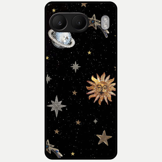  Celestial Moon With Stars Glass Case For Oneplus Nord 4 back cover – full design glossy printed glass finish