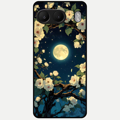  Celestial Moon And Flower Glass Case For Oneplus Nord 4 back cover – full design glossy printed glass finish