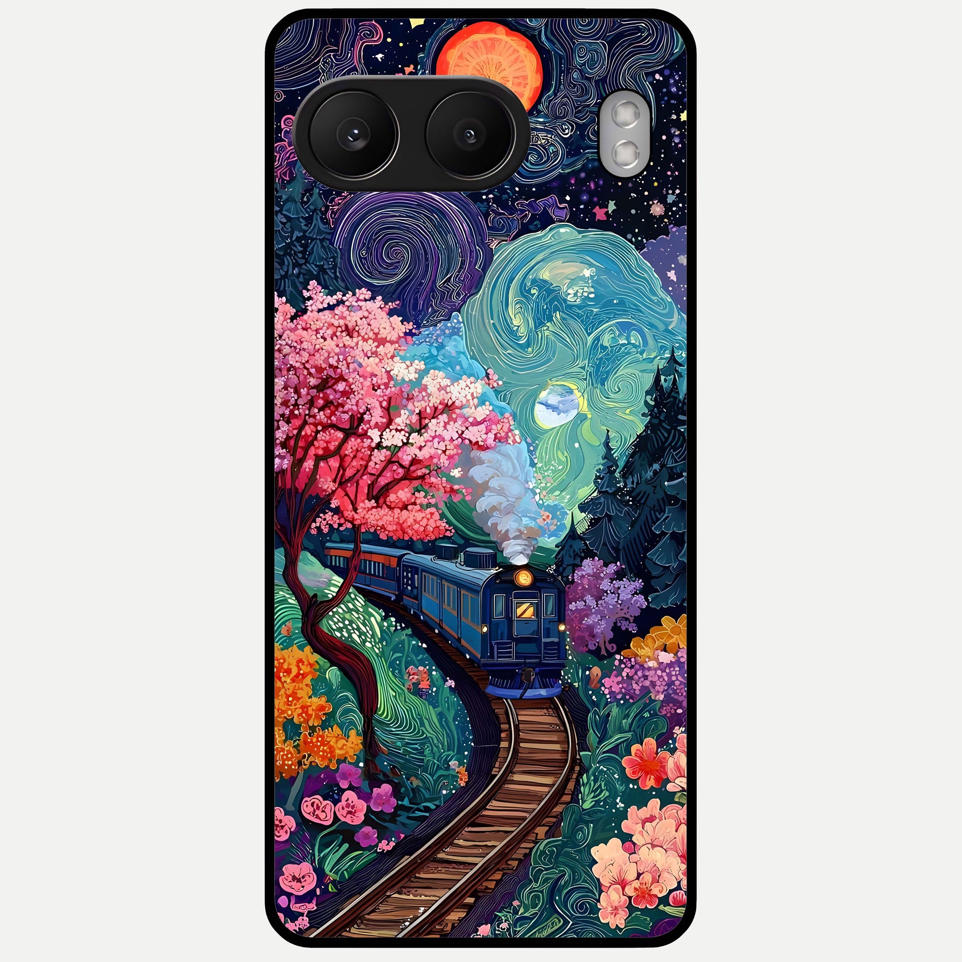  Celestial Train Journey Glass Case For Oneplus Nord 4 back cover – full design glossy printed glass finish