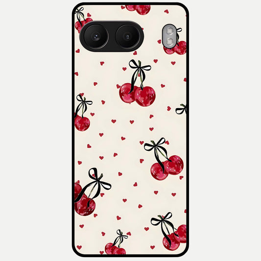  Cherry Heart Bow Glass Case For Oneplus Nord 4 back cover – full design glossy printed glass finish