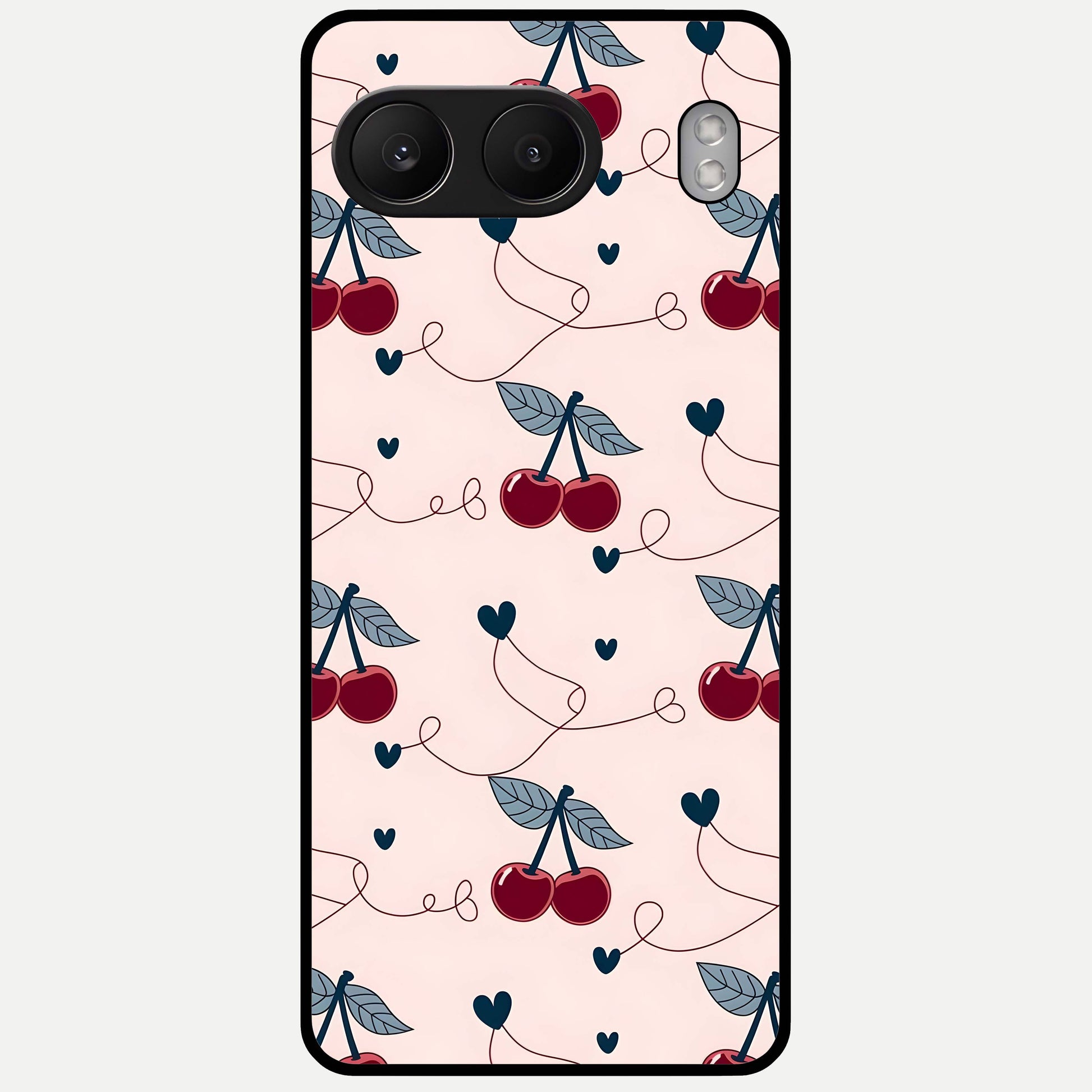  Cherry Heart Line Glass Case For Oneplus Nord 4 back cover – full design glossy printed glass finish