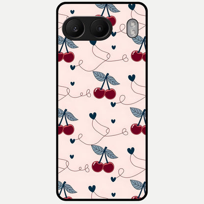  Cherry Heart Line Glass Case For Oneplus Nord 4 back cover – full design glossy printed glass finish