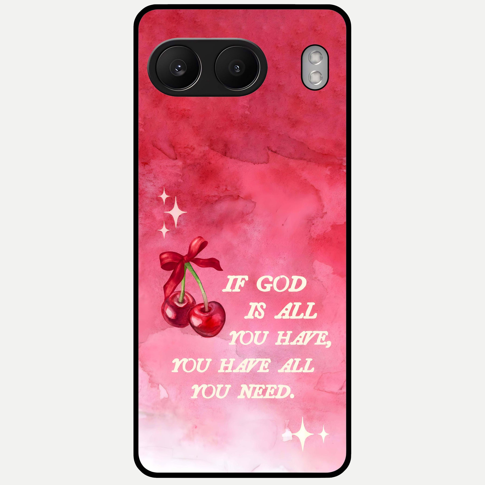 Cherry Quote Glass Case For Oneplus Nord 4 back cover – full design glossy printed glass finish