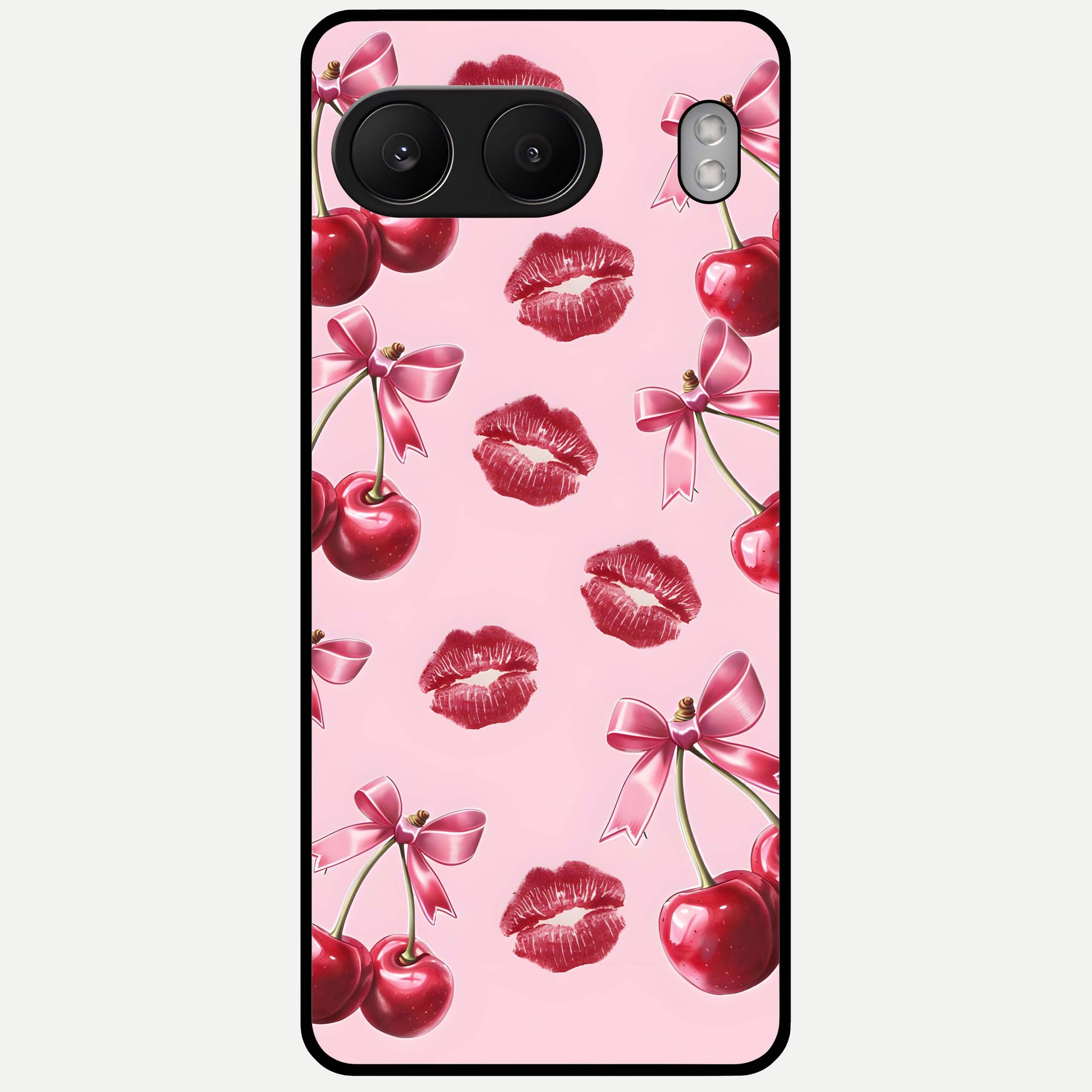 Cherry With Lips Glass Case For Oneplus Nord 4 back cover – full design glossy printed glass finish
