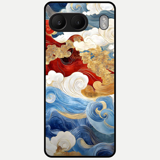  Colored Waves Glass Case For Oneplus Nord 4 back cover – full design glossy printed glass finish