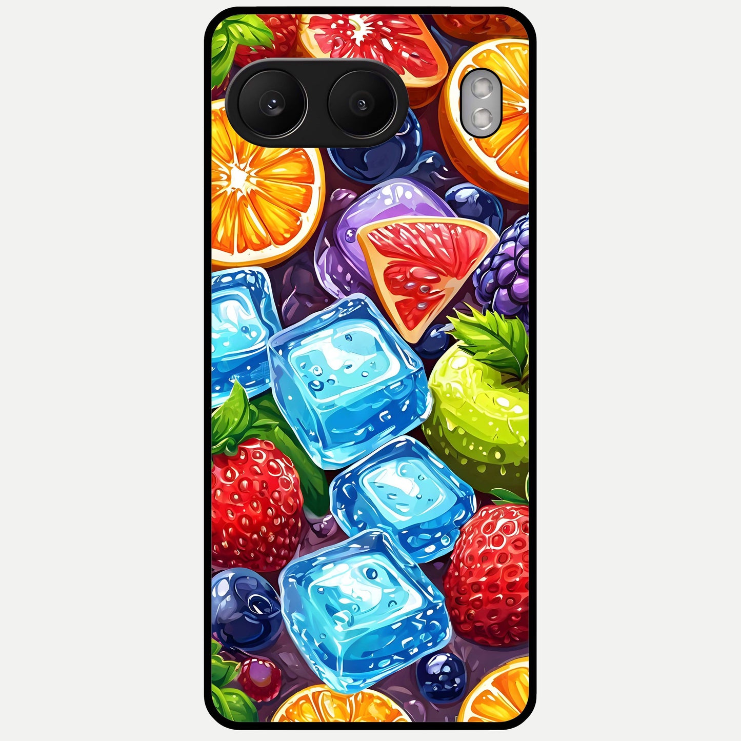  Colorful Fruits with Ice Glass Case For Oneplus Nord 4 back cover – full design glossy printed glass finish