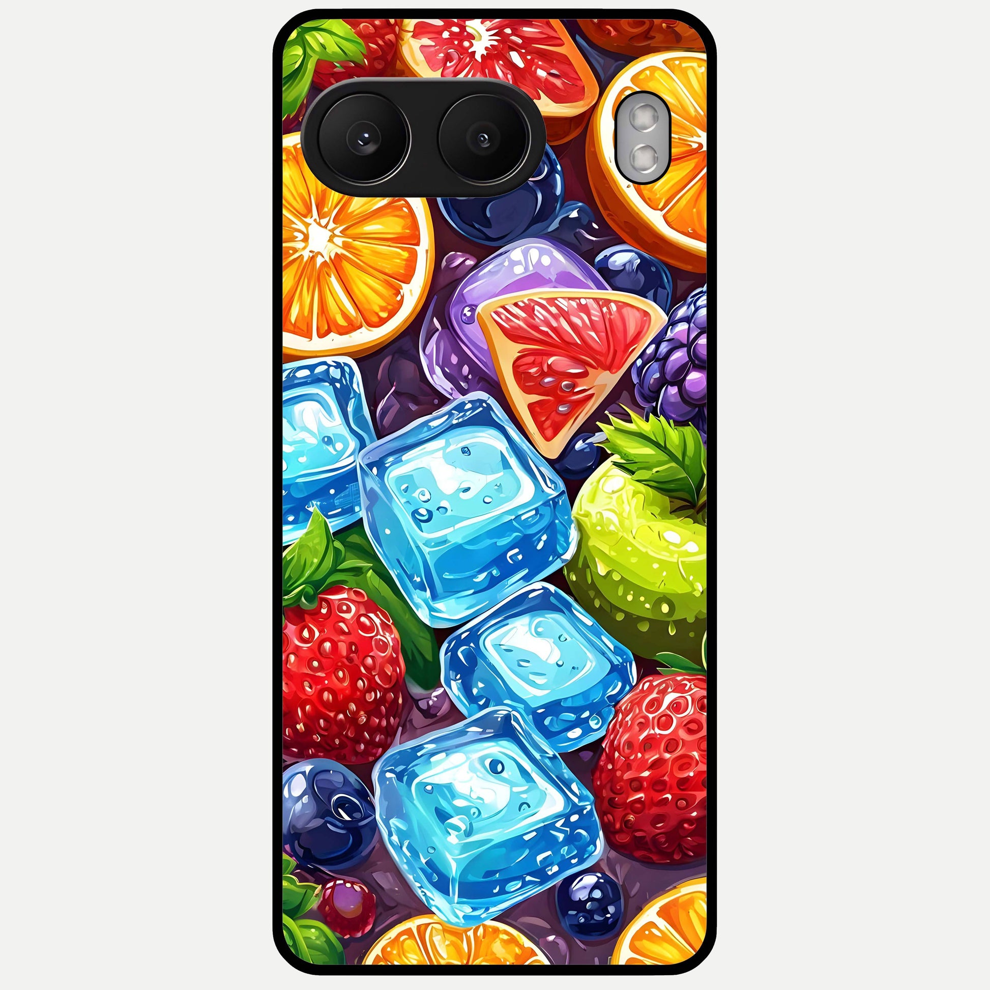  Colorful Fruits with Ice Glass Case For Oneplus Nord 4 back cover – full design glossy printed glass finish