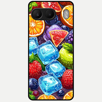  Colorful Fruits with Ice Glass Case For Oneplus Nord 4 back cover – full design glossy printed glass finish