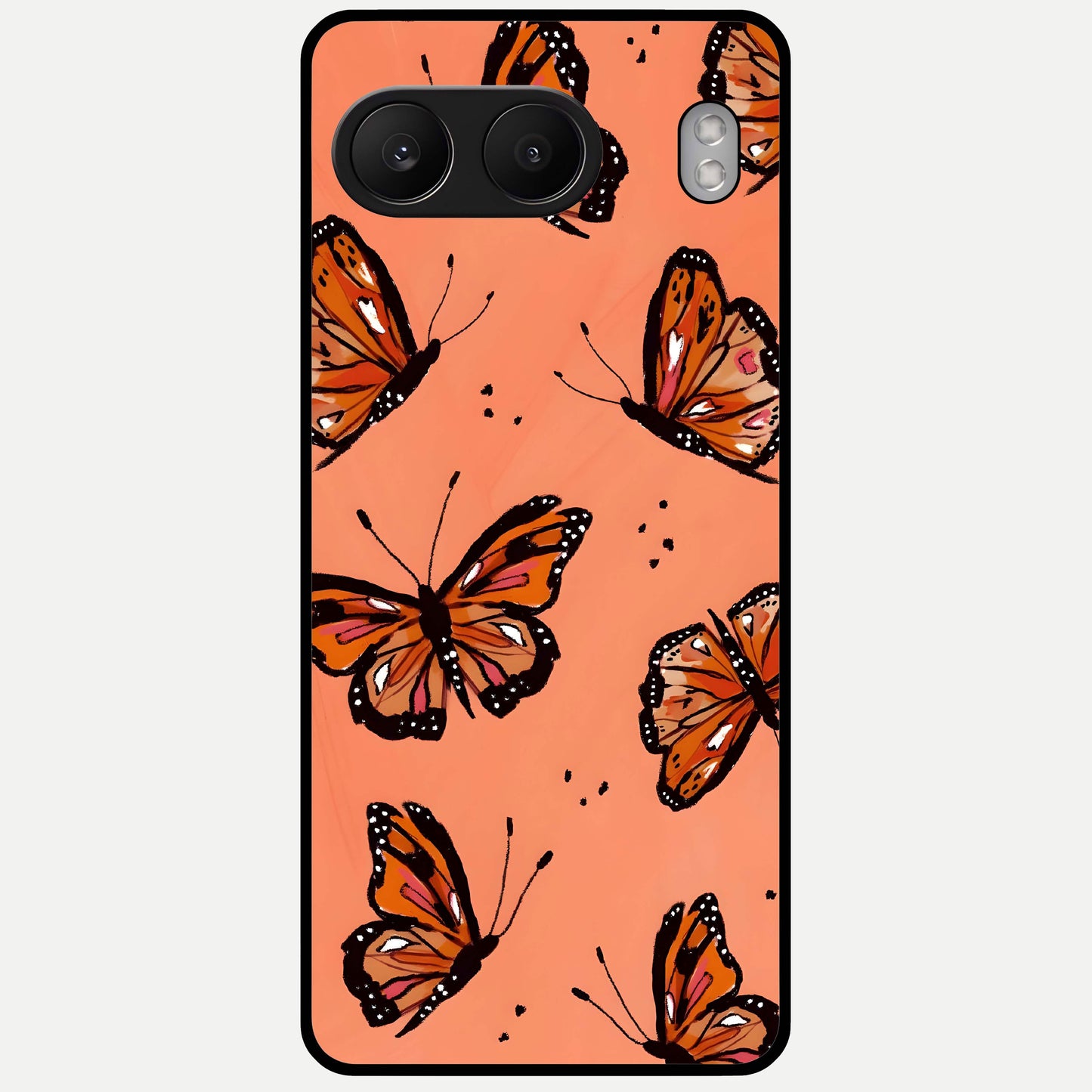  Coral Wing Butterfly Glass Case For Oneplus Nord 4 back cover – full design glossy printed glass finish