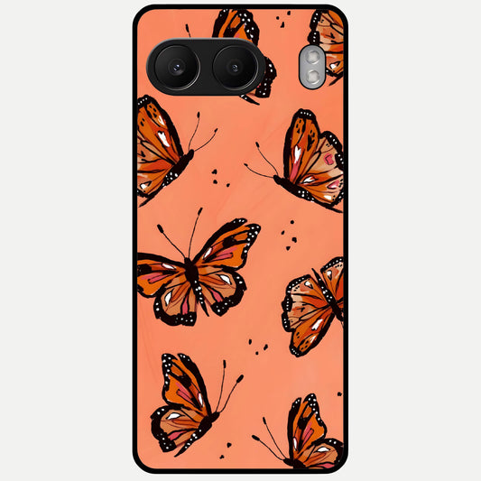  Coral Wing Butterfly Glass Case For Oneplus Nord 4 back cover – full design glossy printed glass finish