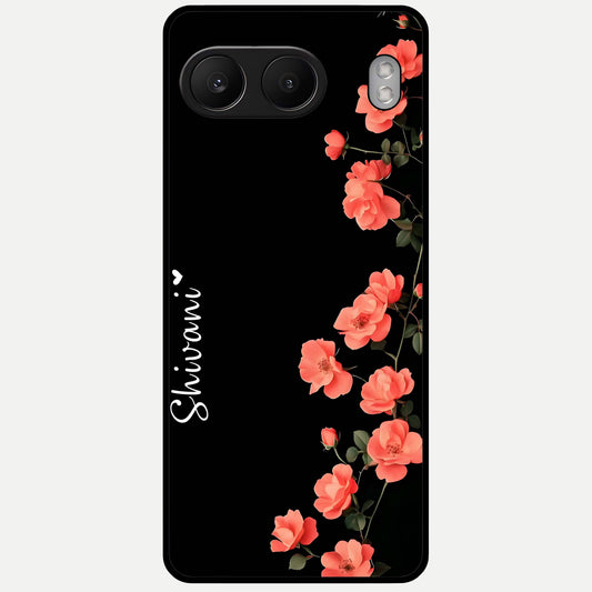  Crimson Bloom Grace Custom Name Glass Case For Oneplus Nord 4 back cover – full design glossy printed glass finish