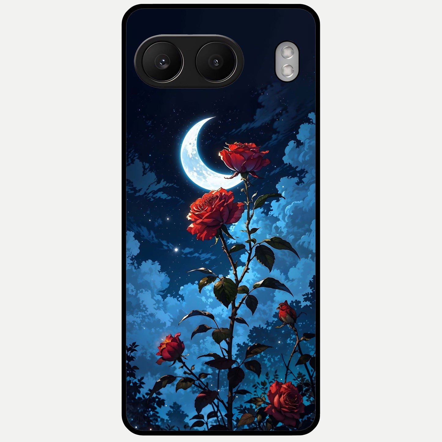  Crimson Rose Moon Glass Case For Oneplus Nord 4 back cover – full design glossy printed glass finish
