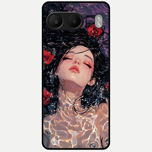  Crimson Rose Serenity Glass Case For Oneplus Nord 4 back cover – full design glossy printed glass finish