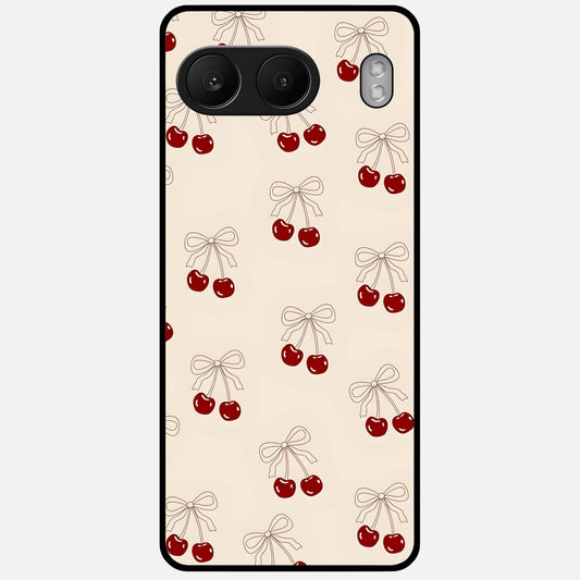  Cute Cherry Pattern Glass Case For Oneplus Nord 4 back cover – full design glossy printed glass finish